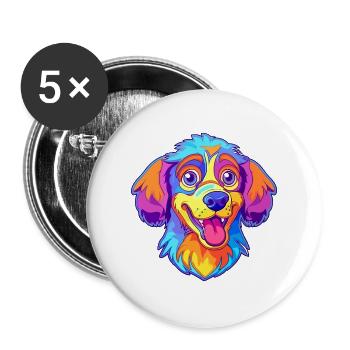 Akbash Hunderasse Cartoon Kawaii Illustration - Buttons groß 56 mm (5er Pack) - Weiß - Vorne