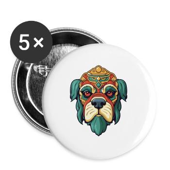Chinesische kaiserliche Hunderasse Karikatur Kawaii Illustra - Buttons groß 56 mm (5er Pack) - Weiß - Vorne