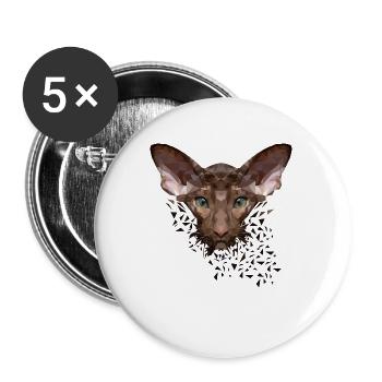 Orientalisch Kurzhaar Katze OKH Stubentiger - Buttons groß 56 mm (5er Pack) - Weiß - Vorne