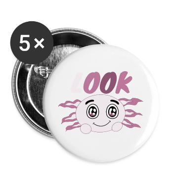 Süßer Kawaii Axolotl Anime, der Axolotls liebt - Buttons groß 56 mm (5er Pack) - Weiß - Vorne