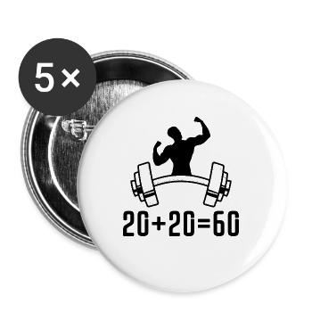 Gym Kreuzheben Workout Liebe - mein Hobby Fitness Rout - Buttons groß 56 mm (5er Pack) - Weiß - Vorne