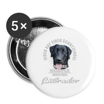 Schwarzer Labrador Schutzengel Spruch - Buttons groß 56 mm (5er Pack) - Weiß - Vorne