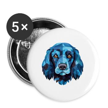 Blaue Picardie Spaniel Hunderasse buntes Aquarell - Buttons groß 56 mm (5er Pack) - Weiß - Vorne