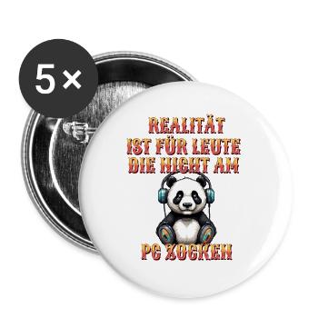 Niedlicher Panda Gaming Zocker Computer PC - Buttons groß 56 mm (5er Pack) - Weiß - Vorne