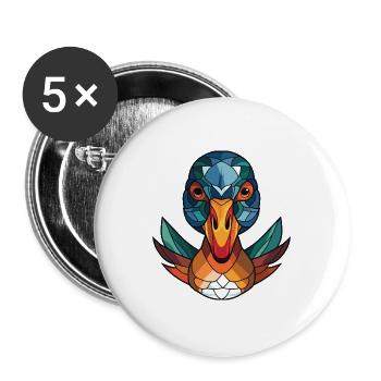 Mandarinente Bunte Aquarell-Tier-Karikatur - Buttons groß 56 mm (5er Pack) - Weiß - Vorne