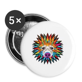 Stachelschwein buntes Aquarell Tier Illustration - Buttons groß 56 mm (5er Pack) - Weiß - Vorne