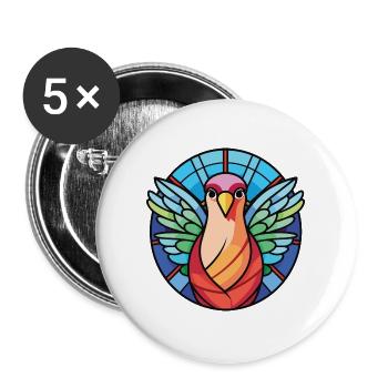 Taube buntes Aquarell Tier Haustier Illustration - Buttons groß 56 mm (5er Pack) - Weiß - Vorne
