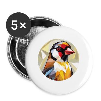 Stieglitz Bunte Aquarell Tier Illustration - Buttons groß 56 mm (5er Pack) - Weiß - Vorne