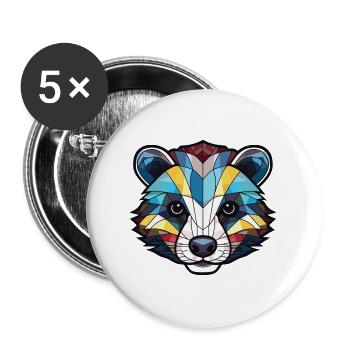 Dachs buntes Aquarell Tier Haustier Illustration - Buttons groß 56 mm (5er Pack) - Weiß - Vorne