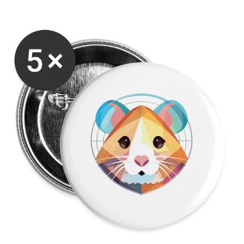Bunte Aquarell-Tierillustration des Hamsters - Buttons groß 56 mm (5er Pack) - Weiß - Vorne