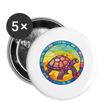 Bunte Aquarell-Tierillustration der Schildkröte - Buttons groß 56 mm (5er Pack) - Weiß - Vorne