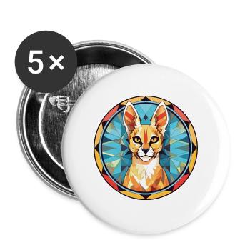 Bunte Aquarell-Tierillustration der Serval-Katze - Buttons groß 56 mm (5er Pack) - Weiß - Vorne