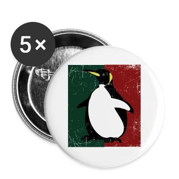 Waghalsiger Pinguin Wellenreiter - Buttons groß 56 mm (5er Pack) - Weiß - Vorne
