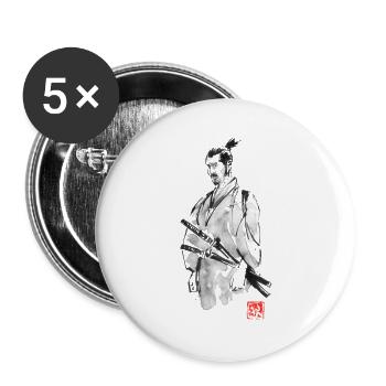 Samurai in seinem Daisho - Buttons groß 56 mm (5er Pack) - Weiß - Vorne