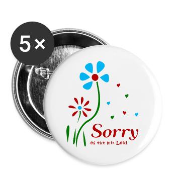 Sorry, es tut mir leid - Buttons groß 56 mm (5er Pack) - Weiß - Vorne