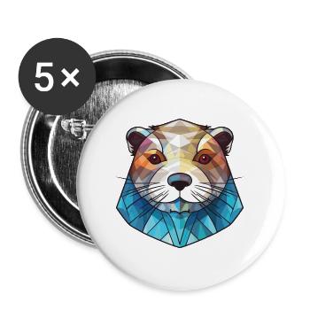 Otter Buntes Aquarell Tier Haustier Illustration - Buttons groß 56 mm (5er Pack) - Weiß - Vorne