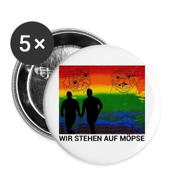 Möpse und Liebe - Eine unbeschwerte Zuneigung - Buttons groß 56 mm (5er Pack) - Weiß - Vorne