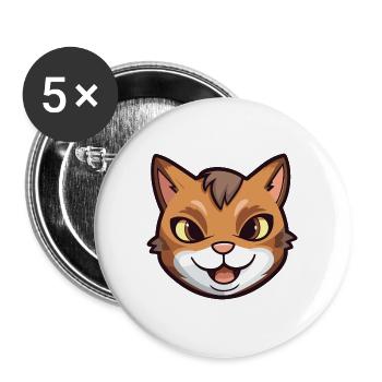 Havanna Braune Katze Karikatur Aquarell Illustration - Buttons groß 56 mm (5er Pack) - Weiß - Vorne