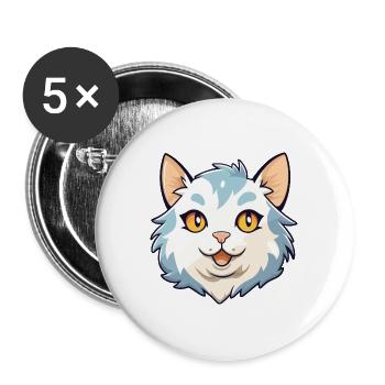 Zypern Katze Karikatur Aquarell Illustration - Buttons groß 56 mm (5er Pack) - Weiß - Vorne