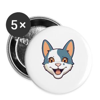 Deutsche Rex-Katze-Karikatur Aquarell-Illustration - Buttons groß 56 mm (5er Pack) - Weiß - Vorne