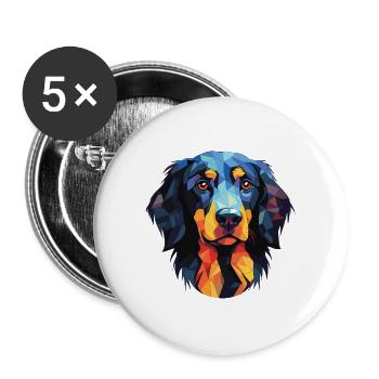 Stabyhoun Hunderasse Aquarell Glas Illustration - Buttons groß 56 mm (5er Pack) - Weiß - Vorne