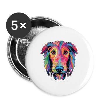 Scottish Deerhound Hunderasse buntes Aquarell - Buttons groß 56 mm (5er Pack) - Weiß - Vorne