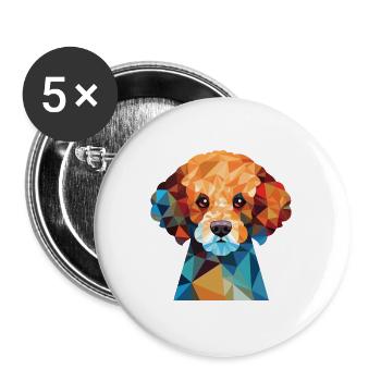 Miniatur-Pudel-Hunderasse Aquarell-Illustration - Buttons groß 56 mm (5er Pack) - Weiß - Vorne