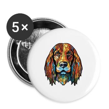 Lettische Jagdhunderasse Aquarell-Illustration - Buttons groß 56 mm (5er Pack) - Weiß - Vorne