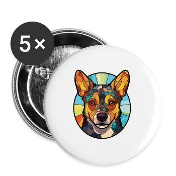 Lancashire Heeler Hunderasse buntes Aquarell - Buttons groß 56 mm (5er Pack) - Weiß - Vorne