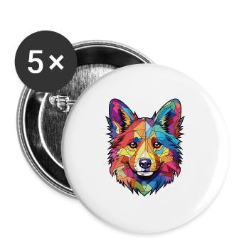 Isländischer Schäferhund Hunderasse buntes Aquarell - Buttons groß 56 mm (5er Pack) - Weiß - Vorne