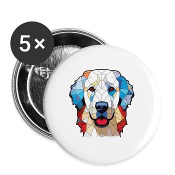 Ungarische Kuvasz-Hunderasse Aquarell-Illustration - Buttons groß 56 mm (5er Pack) - Weiß - Vorne