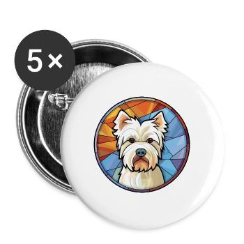 Westie Hunderasse Bunte Aquarell Illustration - Buttons groß 56 mm (5er Pack) - Weiß - Vorne