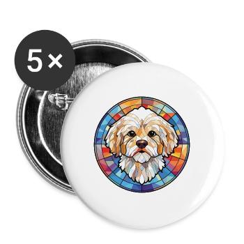 Maltipoo Hunderasse Aquarell Glas Illustration - Buttons groß 56 mm (5er Pack) - Weiß - Vorne