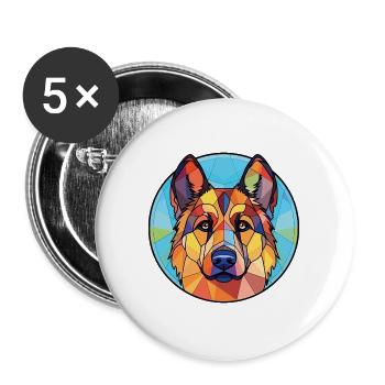 Karst-Schäferhund-Rasse-Aquarell-Illustration - Buttons groß 56 mm (5er Pack) - Weiß - Vorne