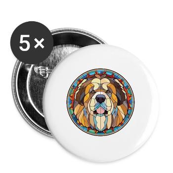 Kaukasischer Schäferhund Rasse buntes Aquarell - Buttons groß 56 mm (5er Pack) - Weiß - Vorne