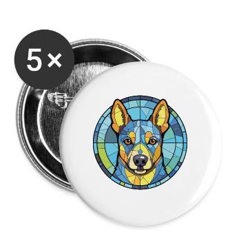 Blaue Heeler-Hunderasse Aquarell-Illustration - Buttons groß 56 mm (5er Pack) - Weiß - Vorne
