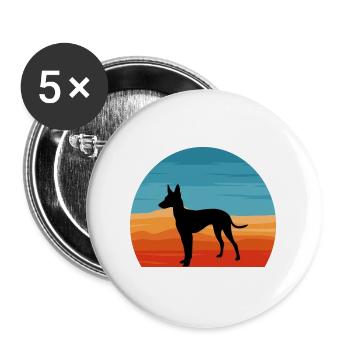 Cirneco Dell Etna Hund Liebe Silhouette Retro Sonnenuntergang - Buttons groß 56 mm (5er Pack) - Weiß - Vorne
