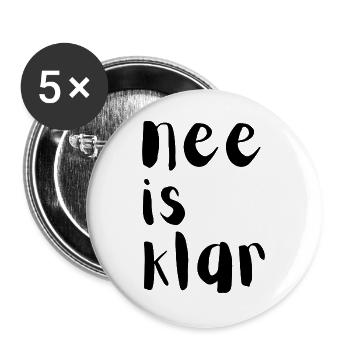 Nee is klar - Buttons groß 56 mm (5er Pack) - Weiß - Vorne