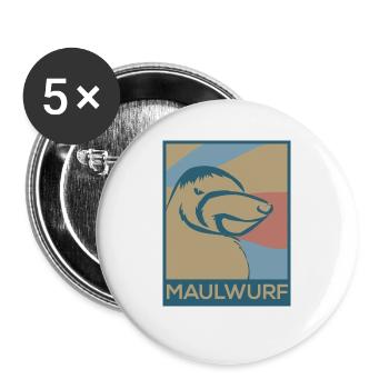 Fleißiger Maulwurf Untergrund - Buttons groß 56 mm (5er Pack) - Weiß - Vorne