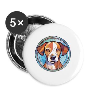 Akbash Hunderasse bunte Aquarell-Illustration - Buttons groß 56 mm (5er Pack) - Weiß - Vorne