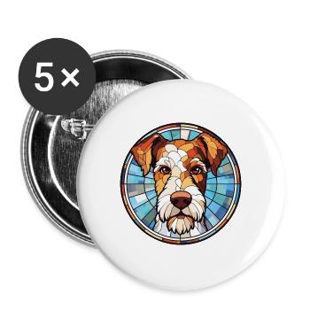 Draht Foxterrier Hunderasse Aquarell Illustration - Buttons groß 56 mm (5er Pack) - Weiß - Vorne