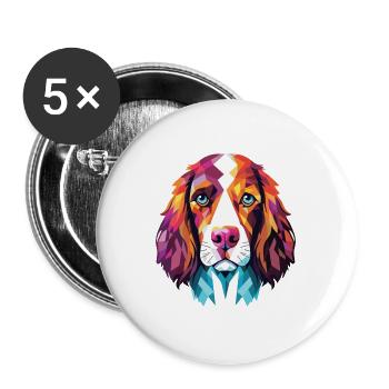 English Springer Spaniel Hunderasse Aquarell - Buttons groß 56 mm (5er Pack) - Weiß - Vorne