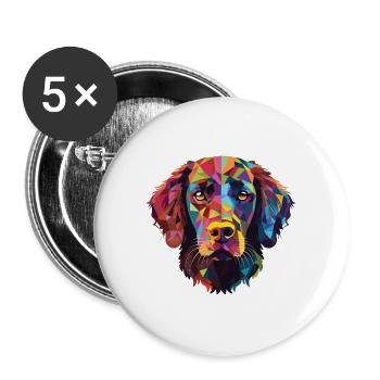 Lockig beschichtetes Retriever-Hunderassen-Aquarellglas - Buttons groß 56 mm (5er Pack) - Weiß - Vorne