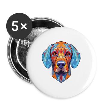 Armenische Gampr-Hunderasse Aquarell-Illustration - Buttons groß 56 mm (5er Pack) - Weiß - Vorne