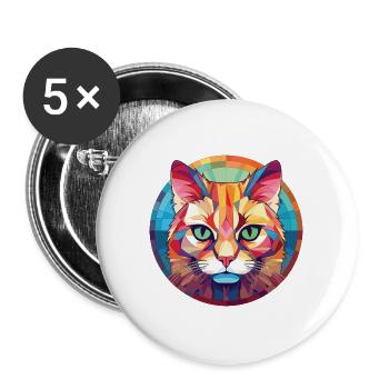 Singapura Katze bunte Aquarell-Haustier-Illustration - Buttons groß 56 mm (5er Pack) - Weiß - Vorne