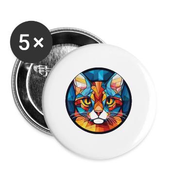 Deutsche Rex-Katze bunte Aquarell-Illustration - Buttons groß 56 mm (5er Pack) - Weiß - Vorne