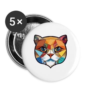Scottish Fold Cat Bunte Aquarell-Illustration - Buttons groß 56 mm (5er Pack) - Weiß - Vorne