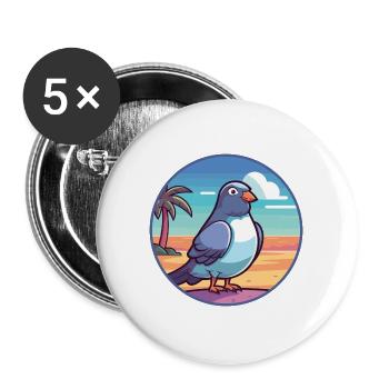 Taube Lustige Karikatur Kawaii Strand Illustration - Buttons groß 56 mm (5er Pack) - Weiß - Vorne