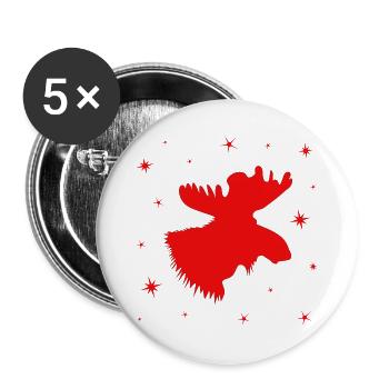 Elch Rentier Hirsch - Buttons groß 56 mm (5er Pack) - Weiß - Vorne