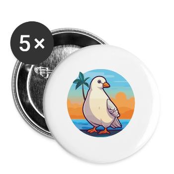 Taube Lustige Karikatur Kawaii Strand Illustration - Buttons groß 56 mm (5er Pack) - Weiß - Vorne